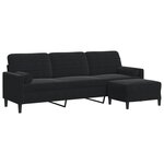 vidaXL Canapé à 3 places avec repose-pieds Noir 210 cm Velours