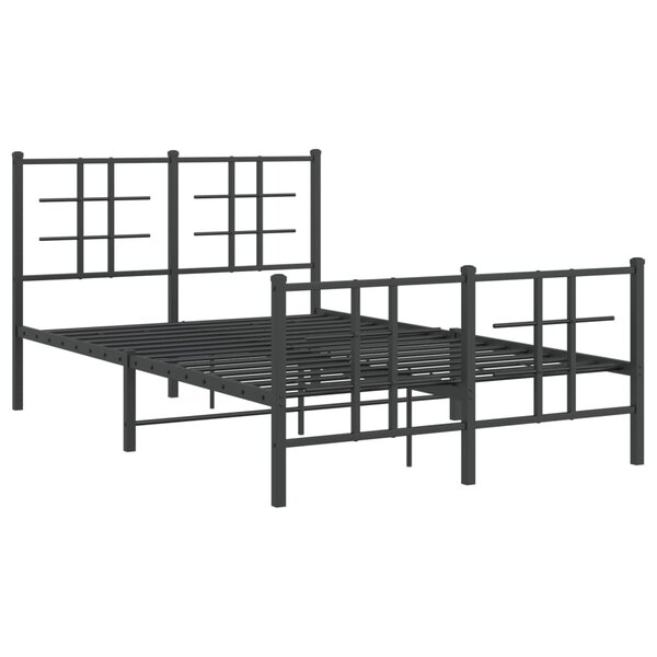vidaXL Cadre de lit métal avec tête de lit/pied de lit noir 120x200 cm