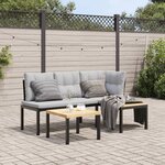 vidaXL Ensemble de banc de jardin avec coussins 3 Pièces noir