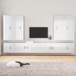 vidaXL Ensemble de meubles TV 8 Pièces Blanc brillant Bois d'ingénierie