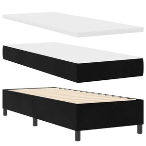 vidaXL Lit à ressorts avec matelas Noir 80 x 200 cm Velours