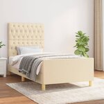 vidaXL Cadre de lit avec tête de lit Crème 100x200 cm Tissu