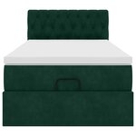 vidaXL Lit ottoman avec matelas et LED Vert foncé 90x200cm velours