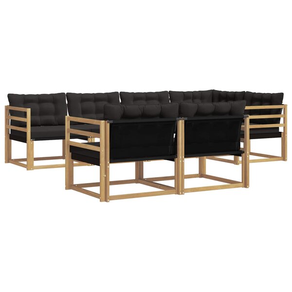 vidaXL Ensemble de canapés d'extérieur 7 pc Blanc et noir