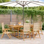 vidaXL Ensemble à manger de jardin 7 Pièces beige rotin et bois massif