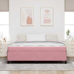 vidaXL Cadre de lit avec matelas Rose et blanc 180 x 200 cm Velours