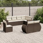 vidaXL Salon de jardin 8 Pièces avec coussins marron résine tressée