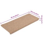 vidaXL Tapis d'escalier auto-adhésifs 15 Pièces 65x24 5x3 5 cm Beige