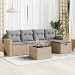 vidaXL Salon de jardin avec coussins 6 Pièces beige résine tressée