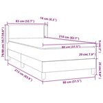 vidaXL Sommier à lattes de lit et matelas gris clair 80x210 cm velours