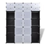 vidaXL Armoire modulaire 18 compartiments Noir et blanc 37x146x180 5cm
