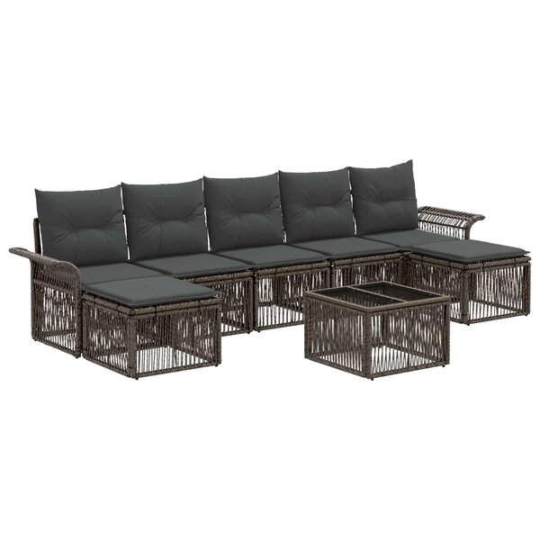 vidaXL Ensemble de canapé de jardin 8 Pièces Gris polyrotin