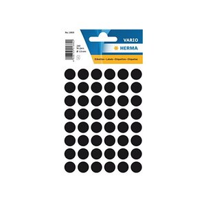 sachet de 240 étiquettes multi-usages, diamètre: 12 mm, noir HERMA