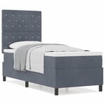 Lit à ressorts avec matelas vidaXL Gris foncé 80x200 cm Velours
