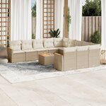 vidaXL Salon de jardin avec coussins 12 Pièces beige résine tressée