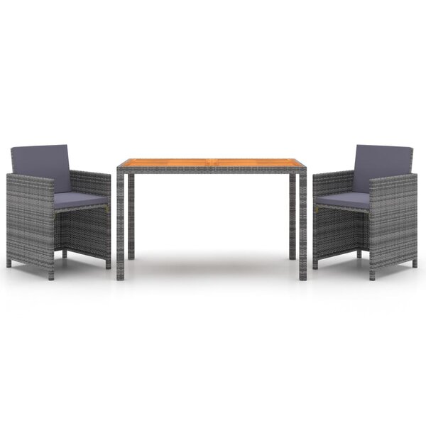 vidaXL Ensemble à manger de jardin coussins 3Pièces Résine tressée Gris