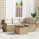 vidaXL Ensemble de canapé de jardin avec coussin 5 Pièces Beige et crème