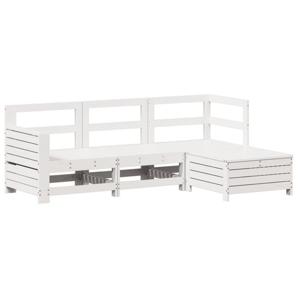 vidaXL Salon de jardin 4 Pièces blanc bois de pin massif
