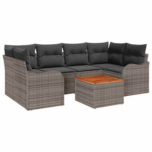 vidaXL Ensemble de canapé de jardin 7 Pièces Gris Poly rotin