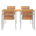 vidaXL EnsembledeRepasdeJardin 5 Pièces TeckMassif