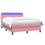 vidaXL Sommier à lattes de lit avec matelas et LED rose 140x210 cm velours