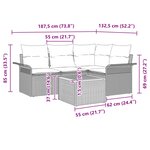 vidaXL Ensemble de canapé de jardin avec coussin 5 Pièces Gris polyrotin