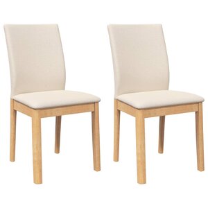 vidaXL Chaises à manger coussins 2 Pièces bois massif caoutchouc