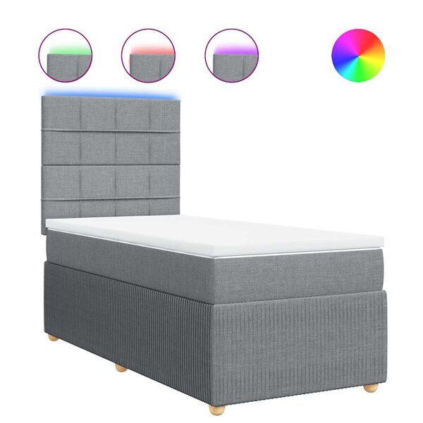 vidaXL Sommier à lattes de lit avec matelas Gris clair 100x200cm Tissu