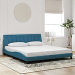 vidaXL Cadre de lit avec lumières LED bleu 180x200 cm velours