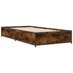 vidaXL Cadre de lit chêne fumé 90x200 cm bois d'ingénierie et métal