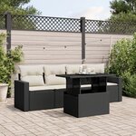 vidaXL Salon de jardin 5 Pièces avec coussins noir résine tressée