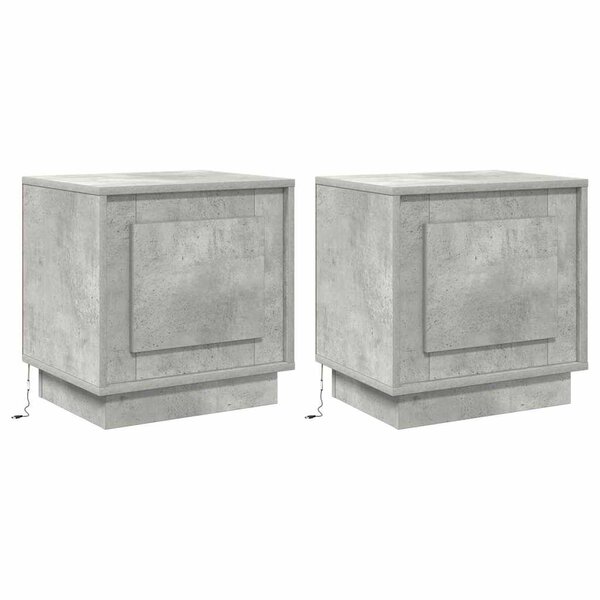 vidaXL Cabinet de chevet avec 2 Pièces Gris béton 44 x 34 5 x 45 cm