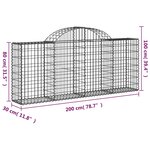 vidaXL Paniers à gabions arqués 13 Pièces 200x30x80/100 cm Fer galvanisé