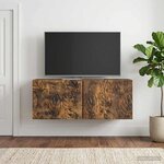 vidaXL Meuble TV mural 98 x 31 cm Chêne fumé Bois d'ingénierie