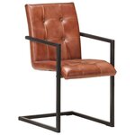 vidaXL Chaises à manger cantilever lot de 2 marron cuir véritable