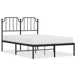 vidaXL Cadre de lit métal avec tête de lit noir 120x190 cm