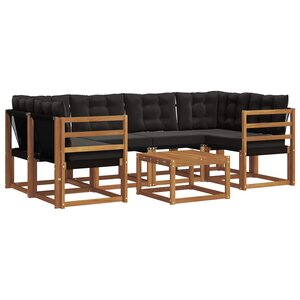 vidaXL Ensemble de canapés d'extérieur 7 pc Naturel et Noir