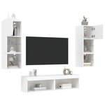vidaXL Unités murales TV avec LED 6 Pièces blanc bois d'ingénierie