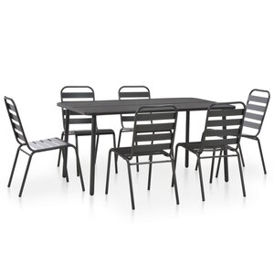 vidaXL Mobilier de salle à manger d'extérieur 7 Pièces Acier Gris foncé