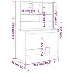 vidaXL Bureau avec étagères Chêne fumé 102x45x148 cm Bois d'ingénierie