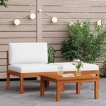 vidaXL Salon de jardin 3 pièces avec coussins en bois d'acacia et corde
