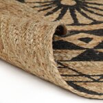 vidaXL Tapis fait à la main Jute avec imprimé noir 150 cm