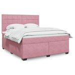 vidaXL Sommier à lattes de lit avec matelas Rose 180x200 cm Velours