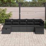 vidaXL Ensemble de canapé de jardin avec coussin 7 Pièces Noir polyrotin