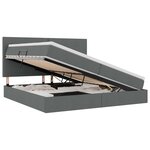 vidaXL Lit de rangement LED avec matelas Gris foncé 200 x 200 cm Tissu