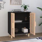 vidaXL Buffet Noir 60x30x70 cm Bois de pin massif et rotin naturel