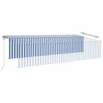 vidaXL Auvent automatique rétractable avec store 6x3 m Bleu et blanc