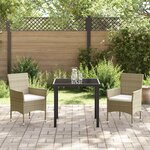 vidaXL Set de Jardin 3 Pièces Beige Rotin Synthétique