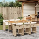 vidaXL Ensemble à manger de jardin et coussins 7 Pièces beige poly rotin
