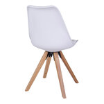 2 chaises de table à manger en cuir blanc à pieds en bois
